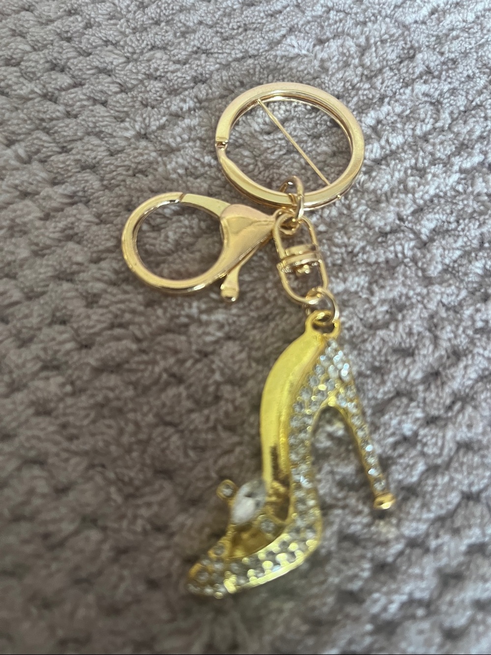 Gold Crystal High Heel Keychain